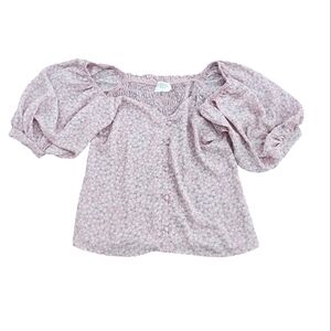 Sienna Sky Cropped Floral Peasant Blouse Small